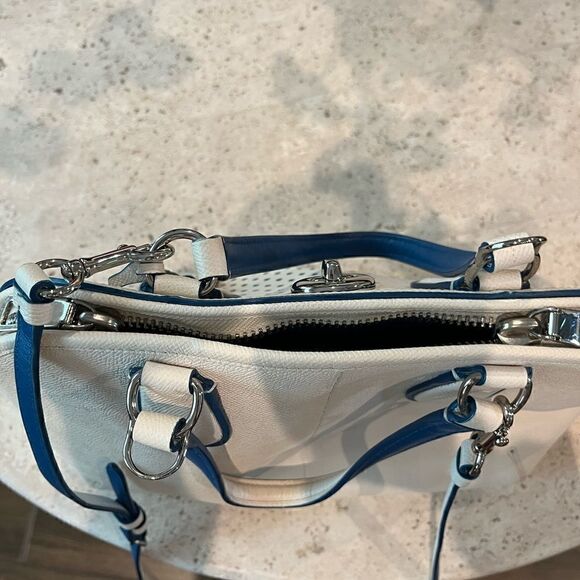 Coach ivory and blue shoulder purse leather - Picture 11 of 14